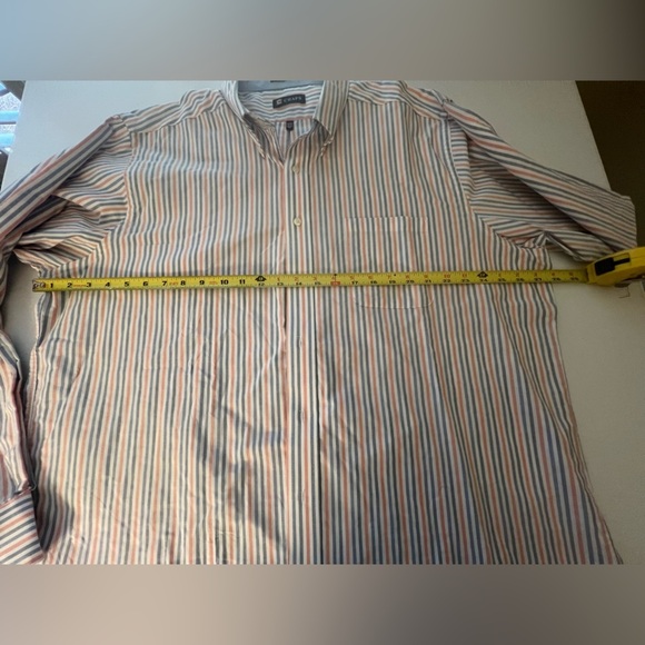 CHAPS CLASSIC FIT OXFORD SHIRT SIZE XXL 
BLUE/ SALMON COLORED STRIPES. BRAND NEW - Picture 6 of 7